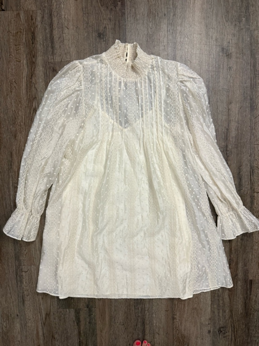 English Factory • Embroidered Smocked Neck Organza Dress - Picture 4 of 16